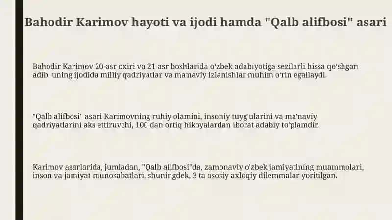 Bahodir Karimovning "Ruhiyatalifbosi" asarida adabiyot shuhunoslik muammolarining yechimi 3