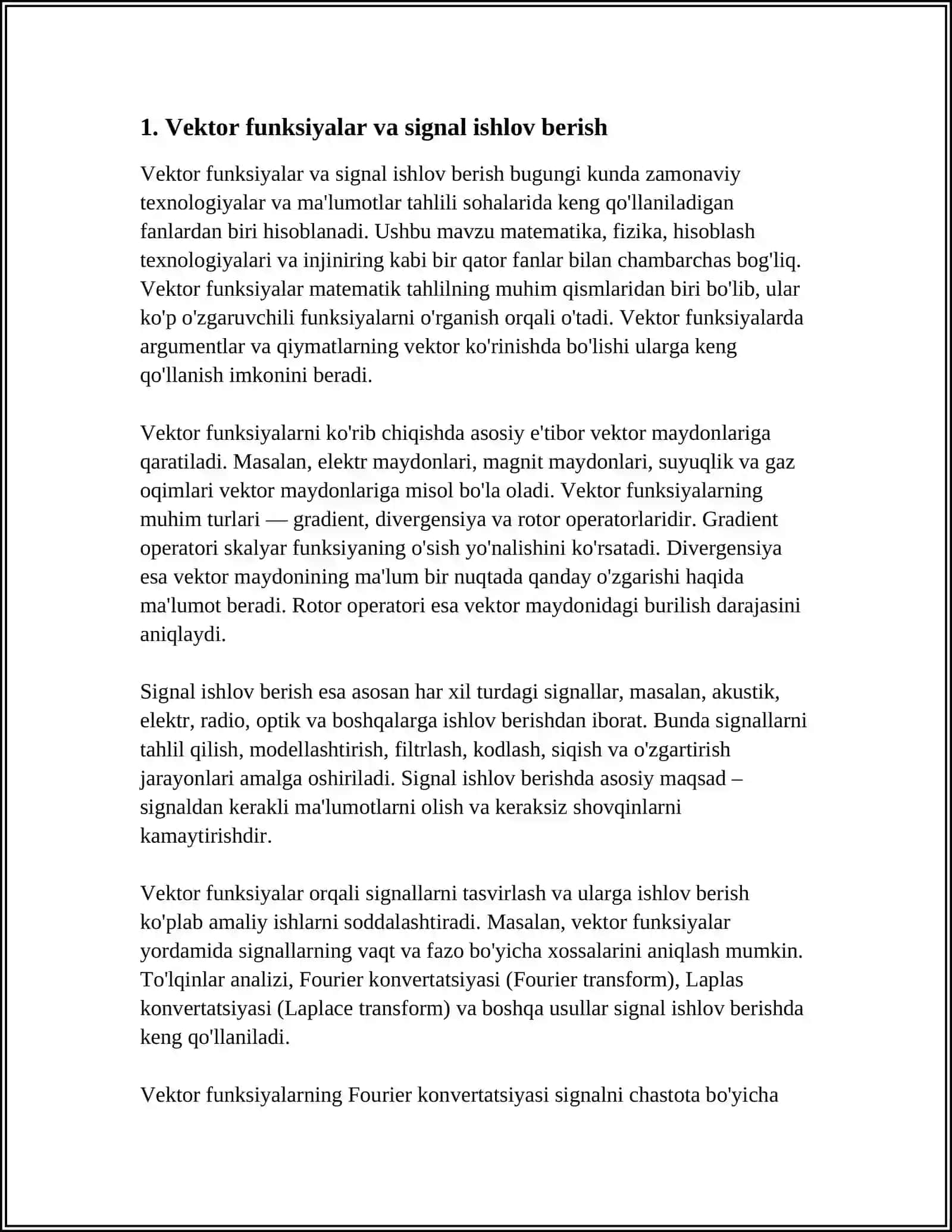 VEKTOR FUNKSIYALARNING TELEKOMMUNIKATSIYA SOHASIDAGI TATBIQLARI 3