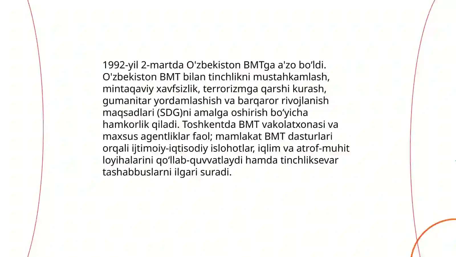 O'zbekiston va BMT: tinchlik, xavfsizlik va rivojlanishni qo'llab-quvvatlash 3