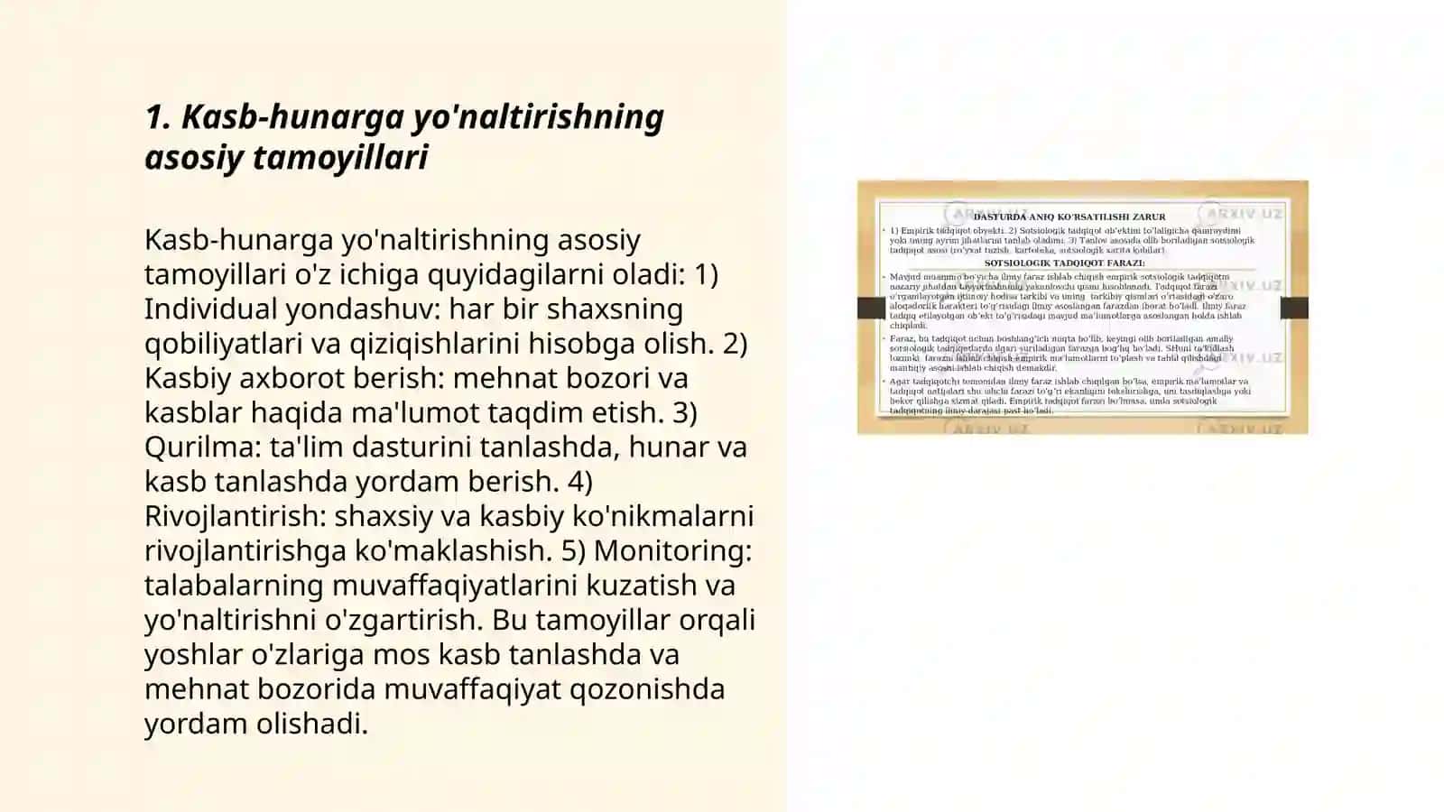 Kasb hunarga yoʻnaltirish tamoyillari shakl va metodlari 3