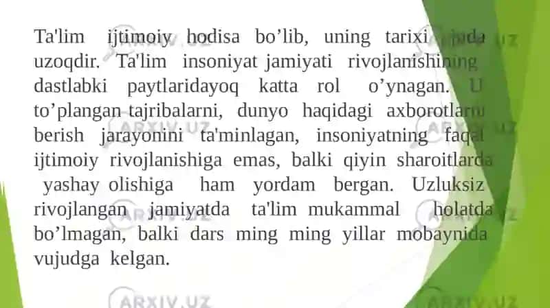 Ta'limni tashkil etish shakllari va turlari 3