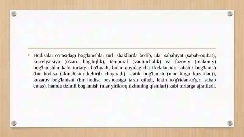 Hodisalar o‘rtasidagi bog‘lanishlar turlari va shakllari 3