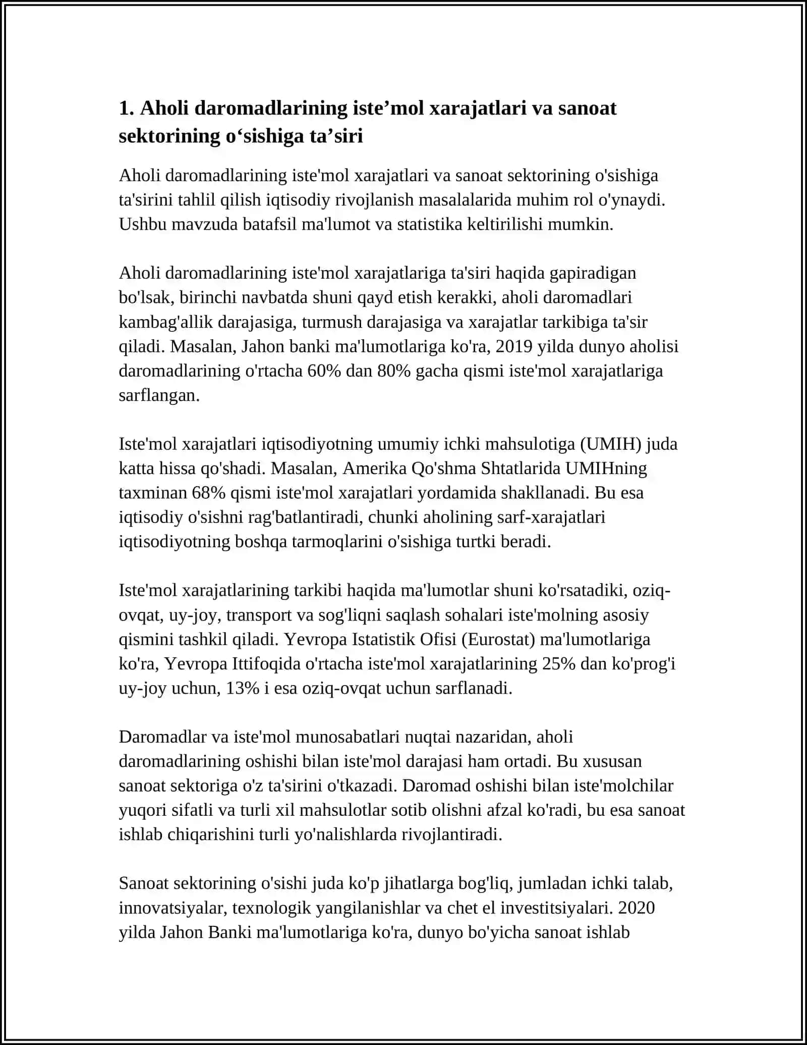AHOLI DAROMADLARINING IQTISODIY SEKTORLAR RIVOJLANISHIGA TA’SIRI 3