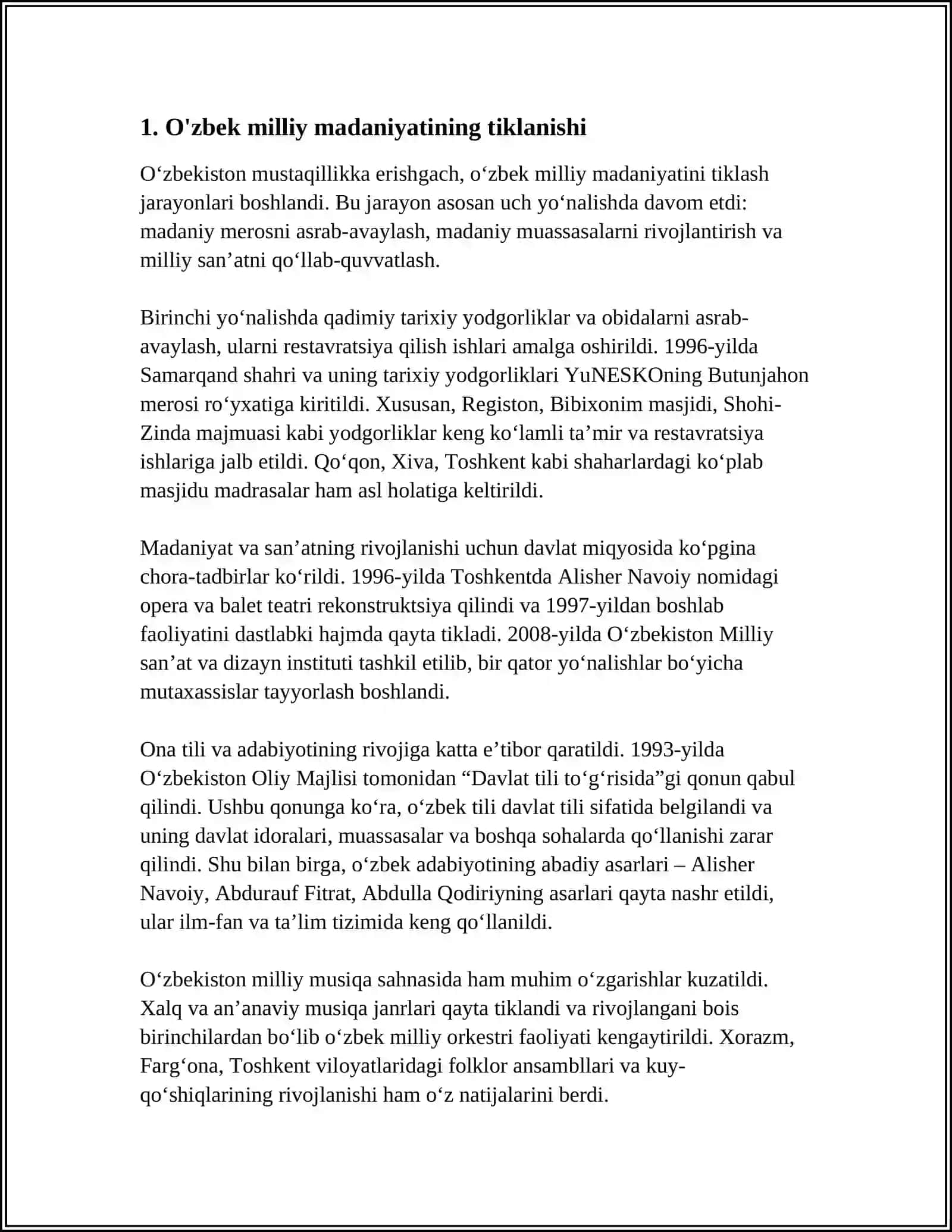 YANGILANAYOTGAN O'ZBEKISTON: MILLIY TIKLANISHDAN - MILLIY YUKSALISH SARI 3