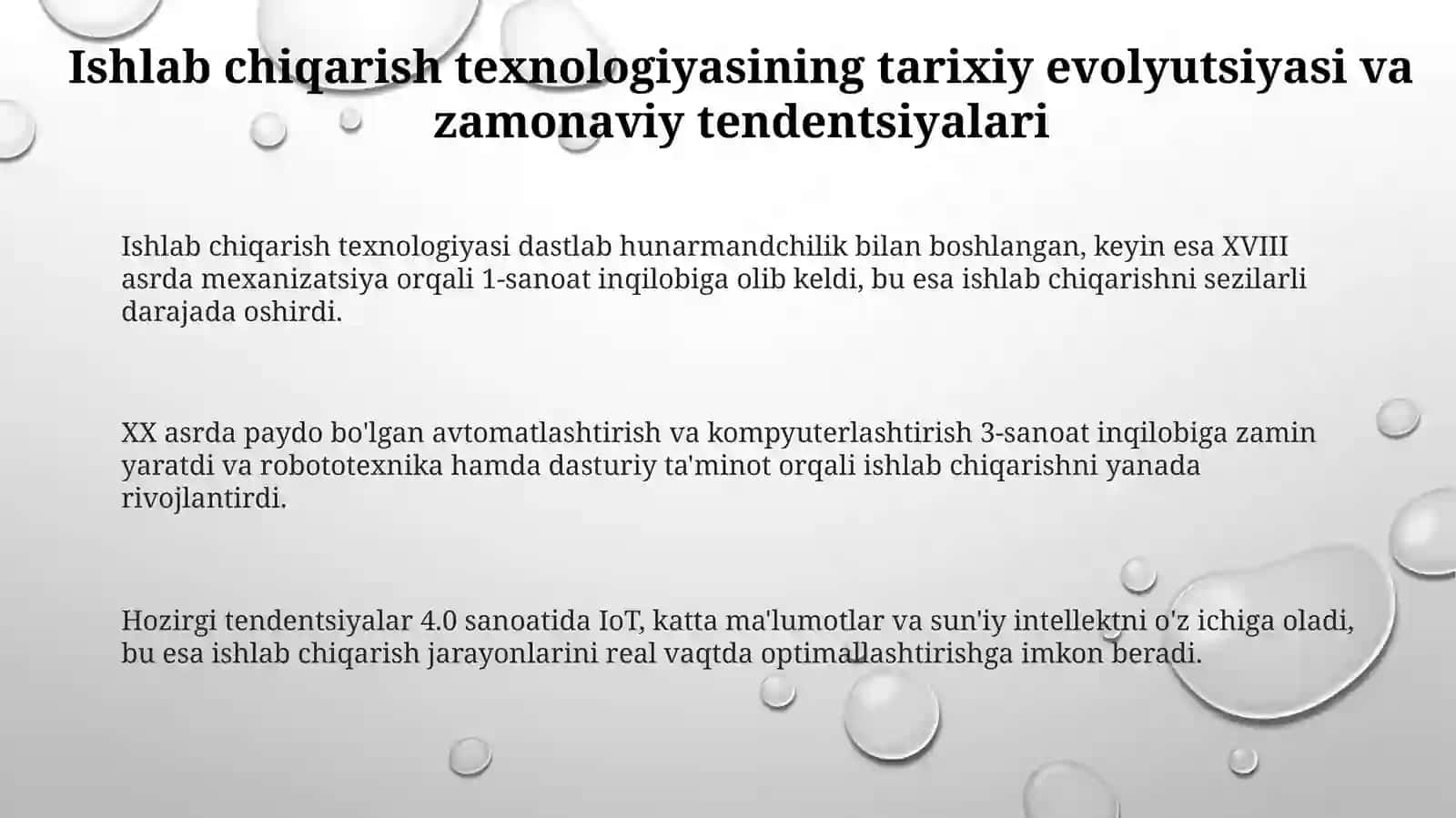 Ishlab chiqarish texnologiyasida keskin o'zgarishlar 3