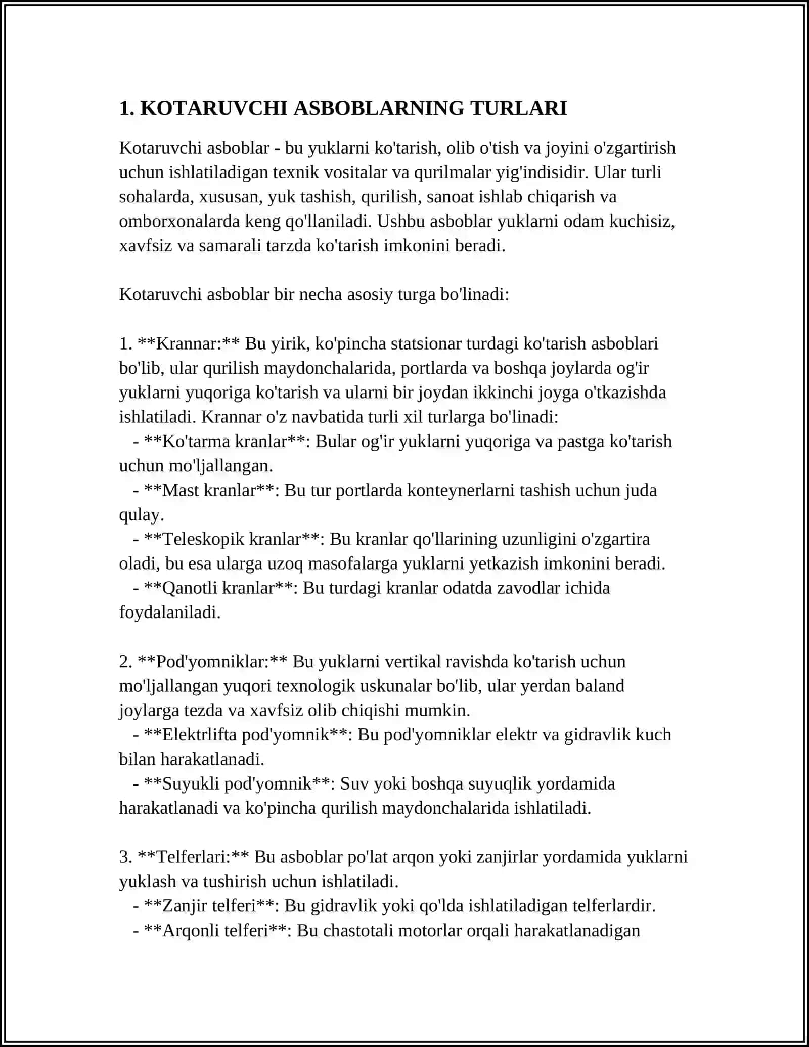 KOTARUVCHI ASBOBLARNING TUZILISHI KOTARISHI QOYDASI VA TARTIBI 3