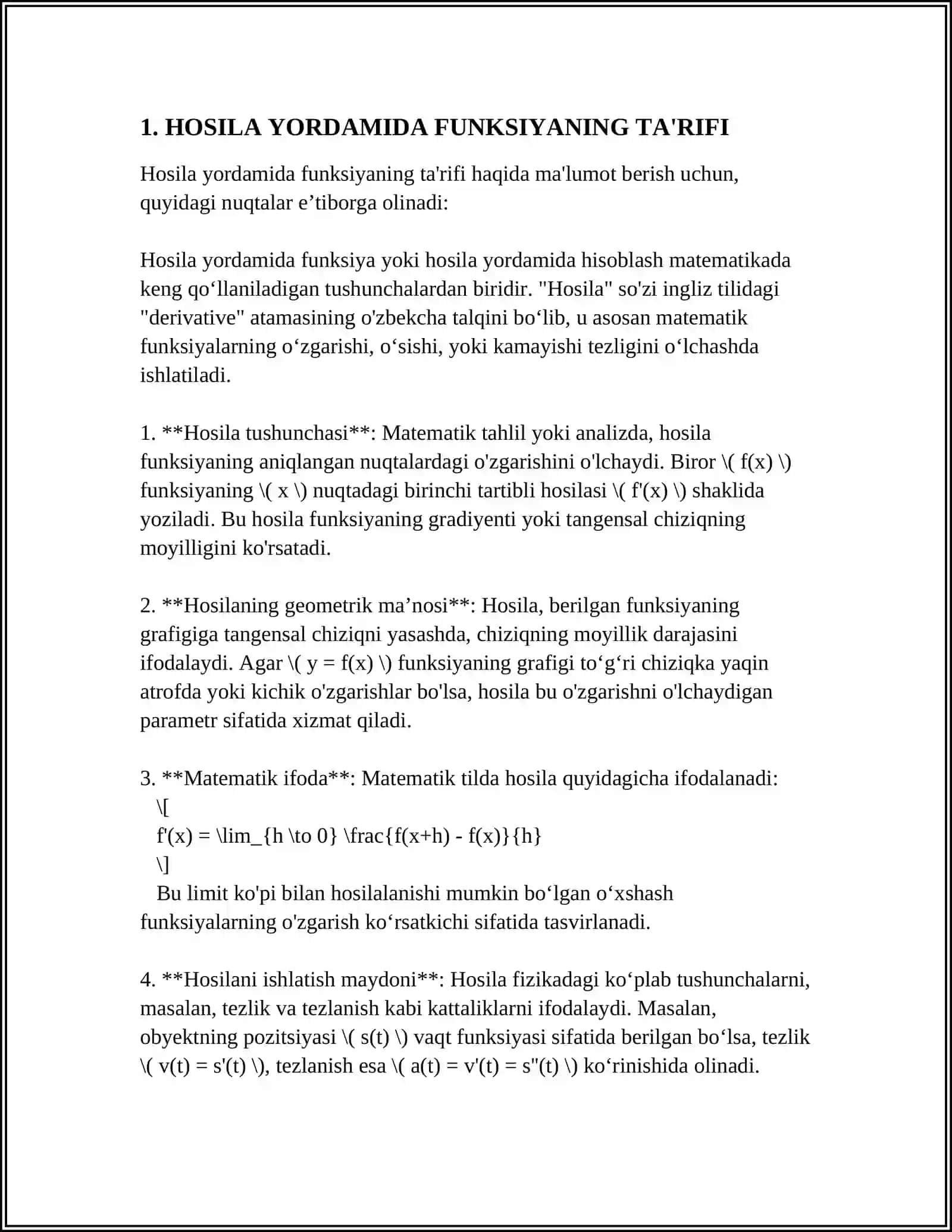 HOSILA YORDAMIDA FUNKSIYANI TEKSHIRISH 3