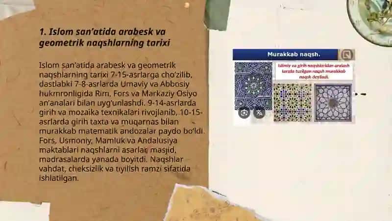 Islom sanʼatida arabesk va geometrik naqshlar 3