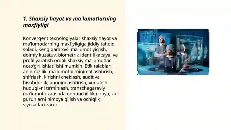 Konvergent texnologiyalarni qo'llashning etik jihatlari 3