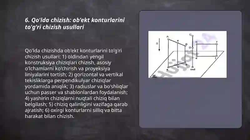 Detalning grafik dasturlar yordamida ortogonal proyektsiyasini chizish 3