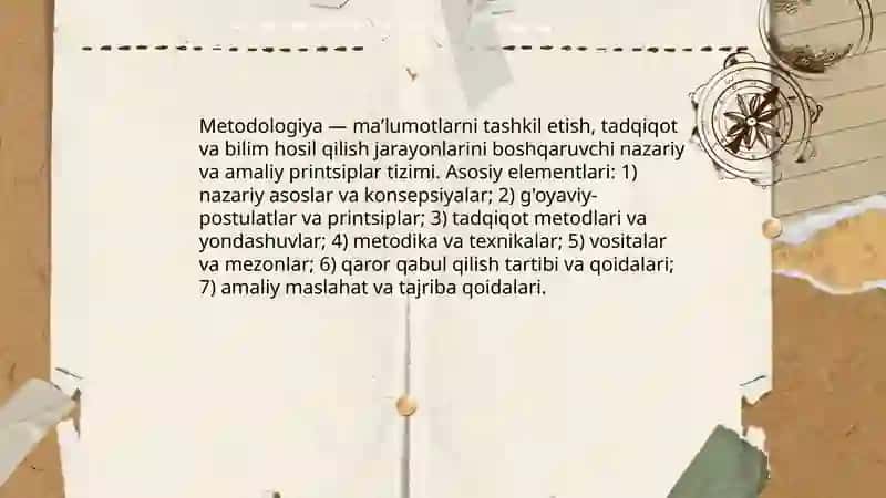 Metodologiya tushunchasining mazmuni, tavsifi va funksiyalari 3