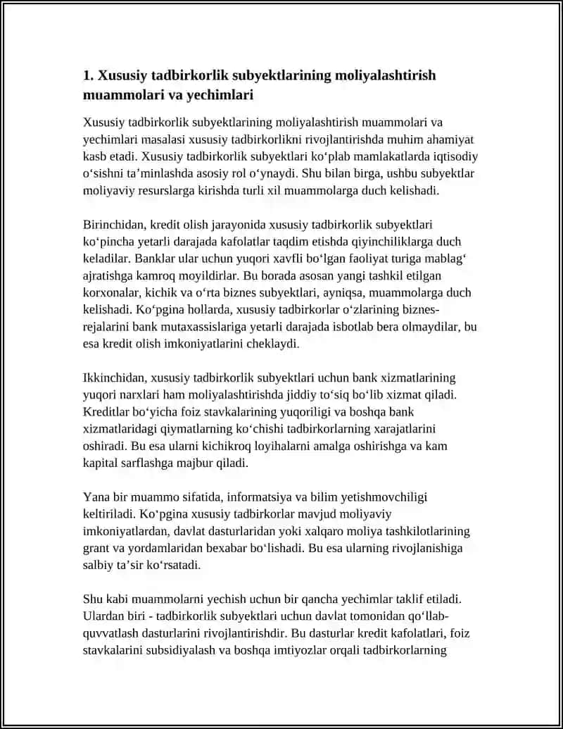XUSUSIY TADBIRKORLIKNI RIVOJLANTIRISH MUAMMOLARI 3