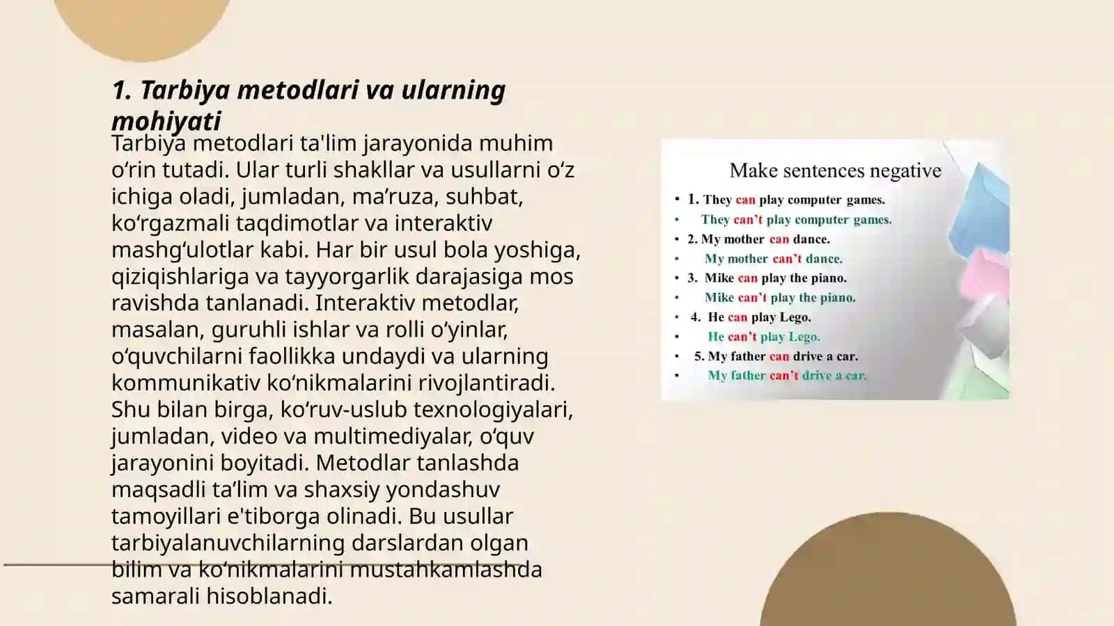 Tarbiya metodlari va turlari.Tarbiyasi qiyin va o'zlashtiruvchi oquvchilar bilan ishlash metodlari 3