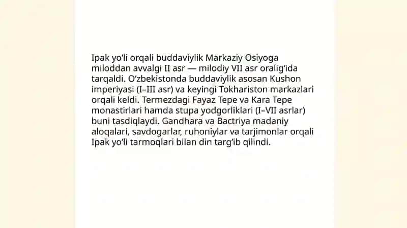 Oʻzbekistonda buddaviylik dinining tarixiy ildizlari 3