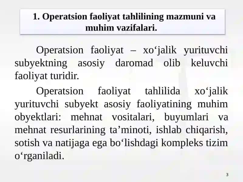 Korxona operatsion faoliyatining tahlili 3