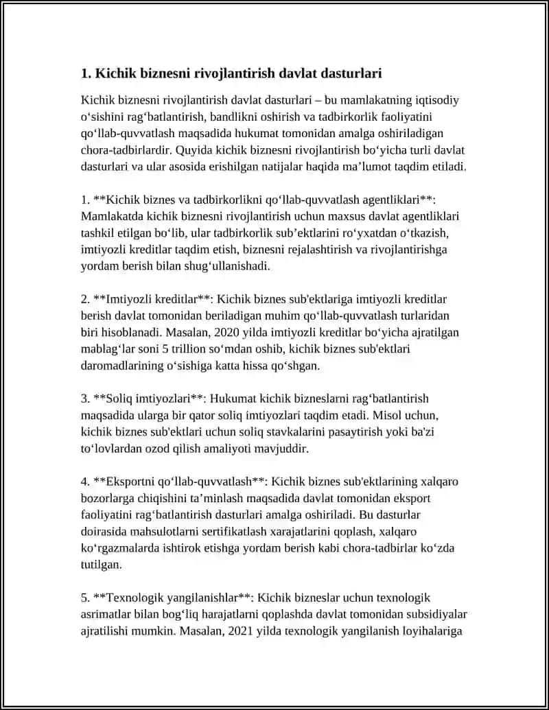 Kichik biznes va tadbirkorlikni qo‘llab-quvvatlash agentliklari 3