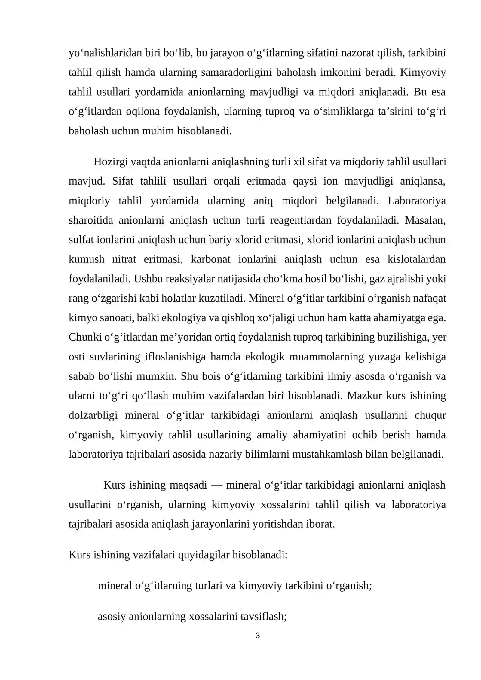 Mineral oʻgʻitlar tarkibidagi anionlarni aniqlash usullari 3