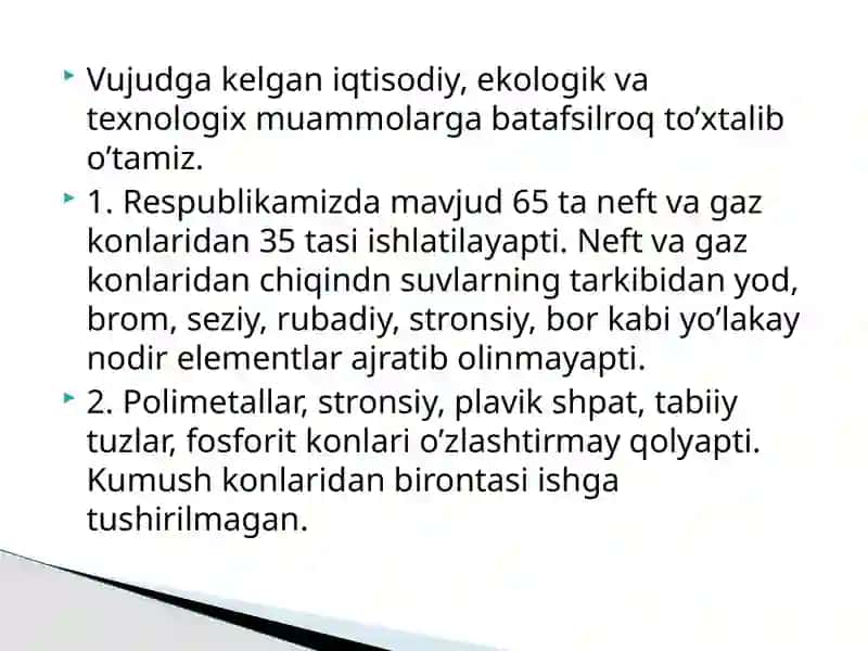 Neft-gaz sanoatikorxonalari dagi chiqindilar va ulardan samarali foydalanish muammolari 3