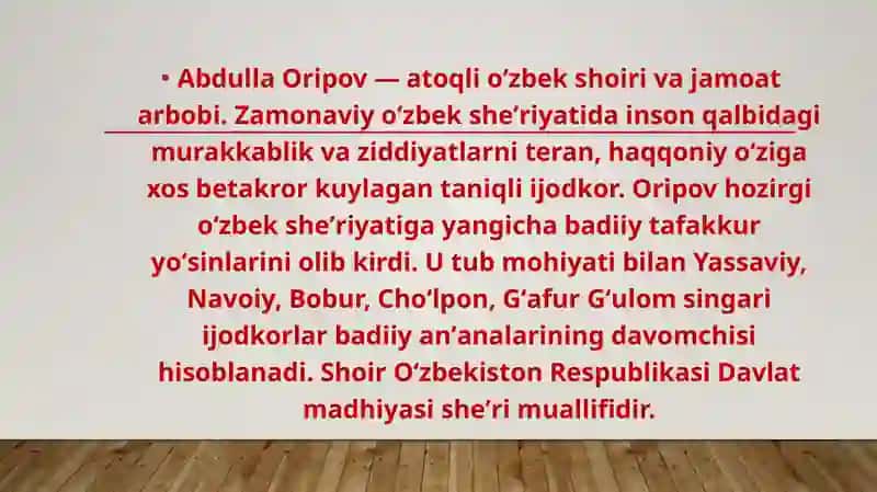 Abdulla Oripovning hayoti va ijodiy faoliyati 3