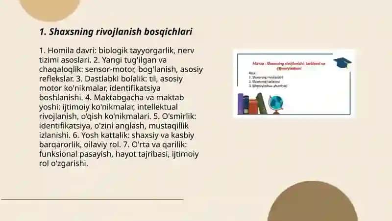 Shaxsning rivojlanishi, tarbiyasi va ijtimoiylashuvi 3