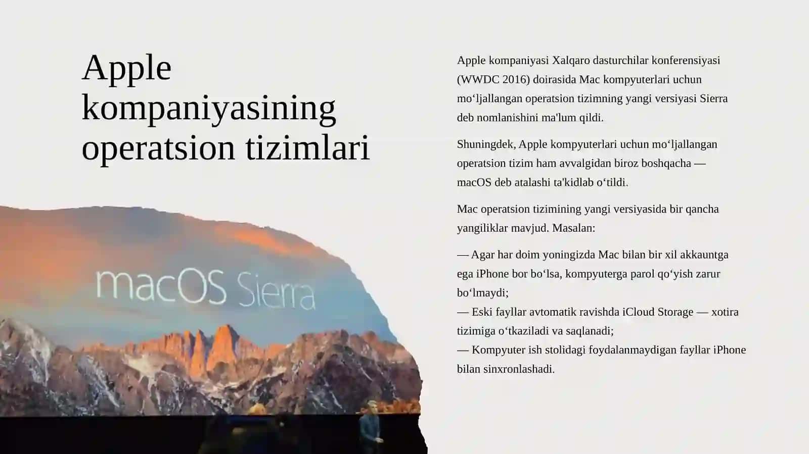 Applekompaniyasining operatsion tizimlari. MacOS 3