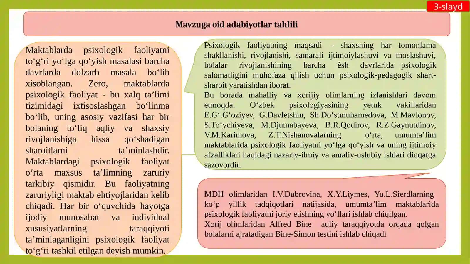 MAKTABLARDA PSIXOLOGIK FAOLIYATNI TO‘G‘RI YO'LGA QO‘YISH 3