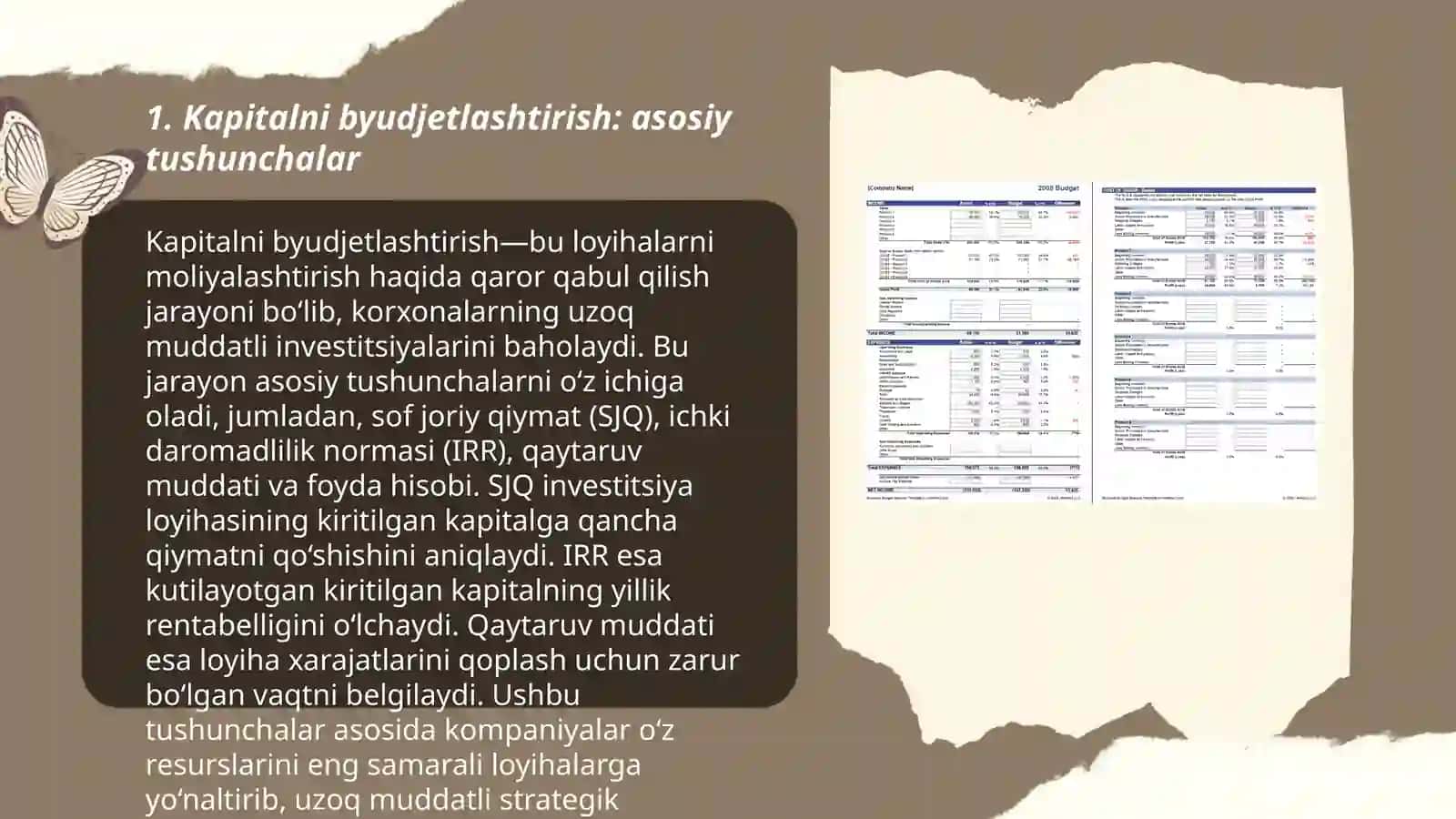 Kapitalni byudjetlashtirish mohiyati va tahlili 3