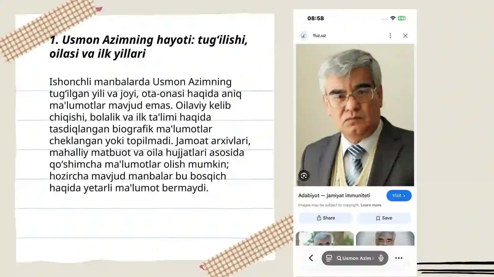 Usmon Azim hayoti va ijodi va “Baxshiyona “ turkum she’rlari 3