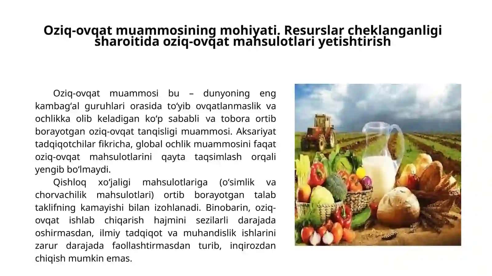 Oziq-Ovqat Muammosi va Uni Yaxshilash Yo‘nalishlari 3