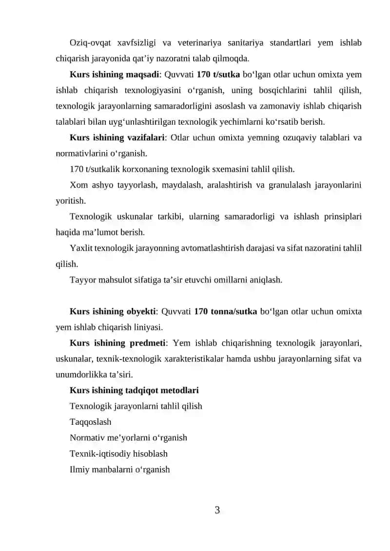 Omixta yem ishlab chiqarish texnologiyasi 3