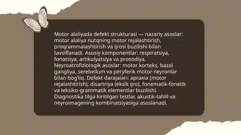 Motor alaliyada defekt strukturasi Motor alaliyada nutqni leksiko grammatik va fonetik fonematik tomondan buzilishi 3