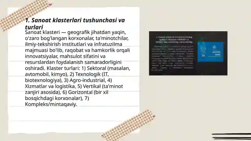 Sanoat kllasterlari 3
