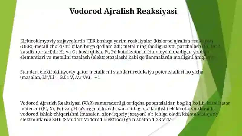Metallarning standart elektrokimyoviypotensiyallariqatorivaqo'llash 3