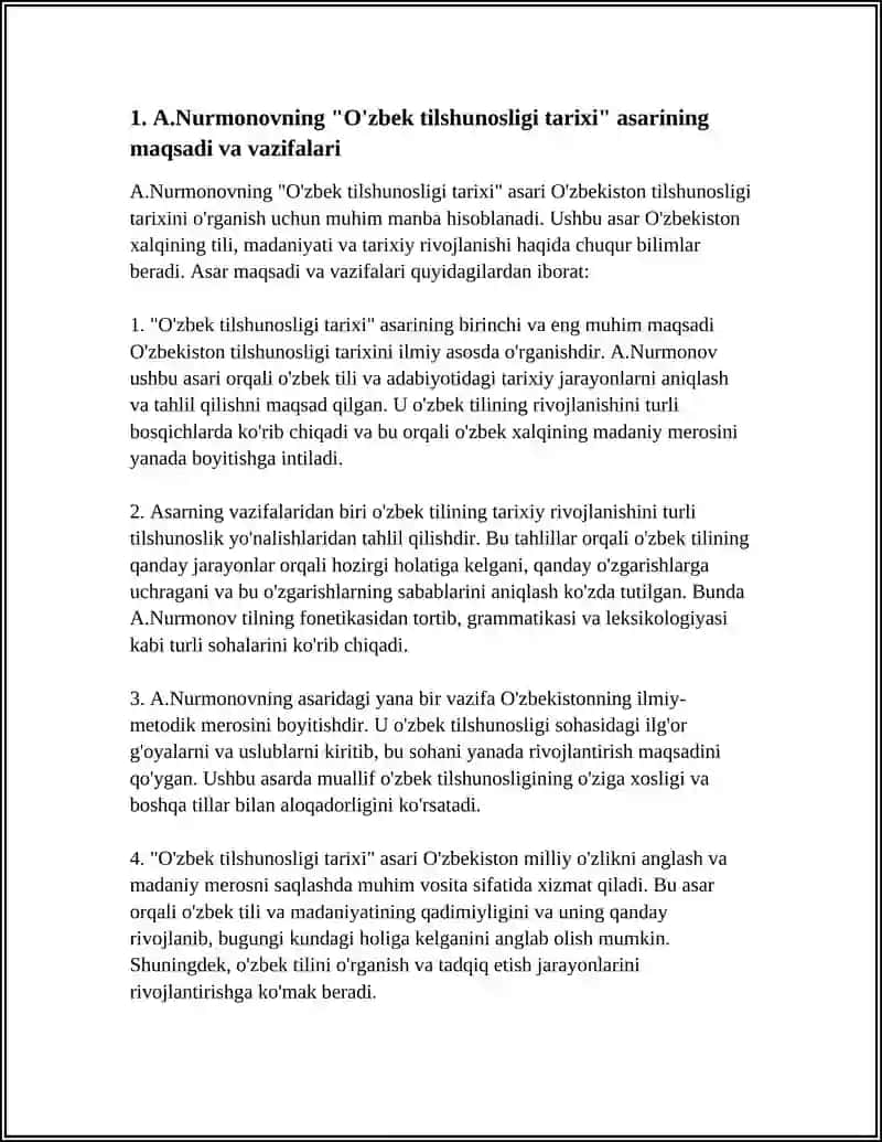 A.NURMONOVNING "O'ZBEK TILSHUNOSLIGI TARIXI" ASARI BILAN TANISHISH 3
