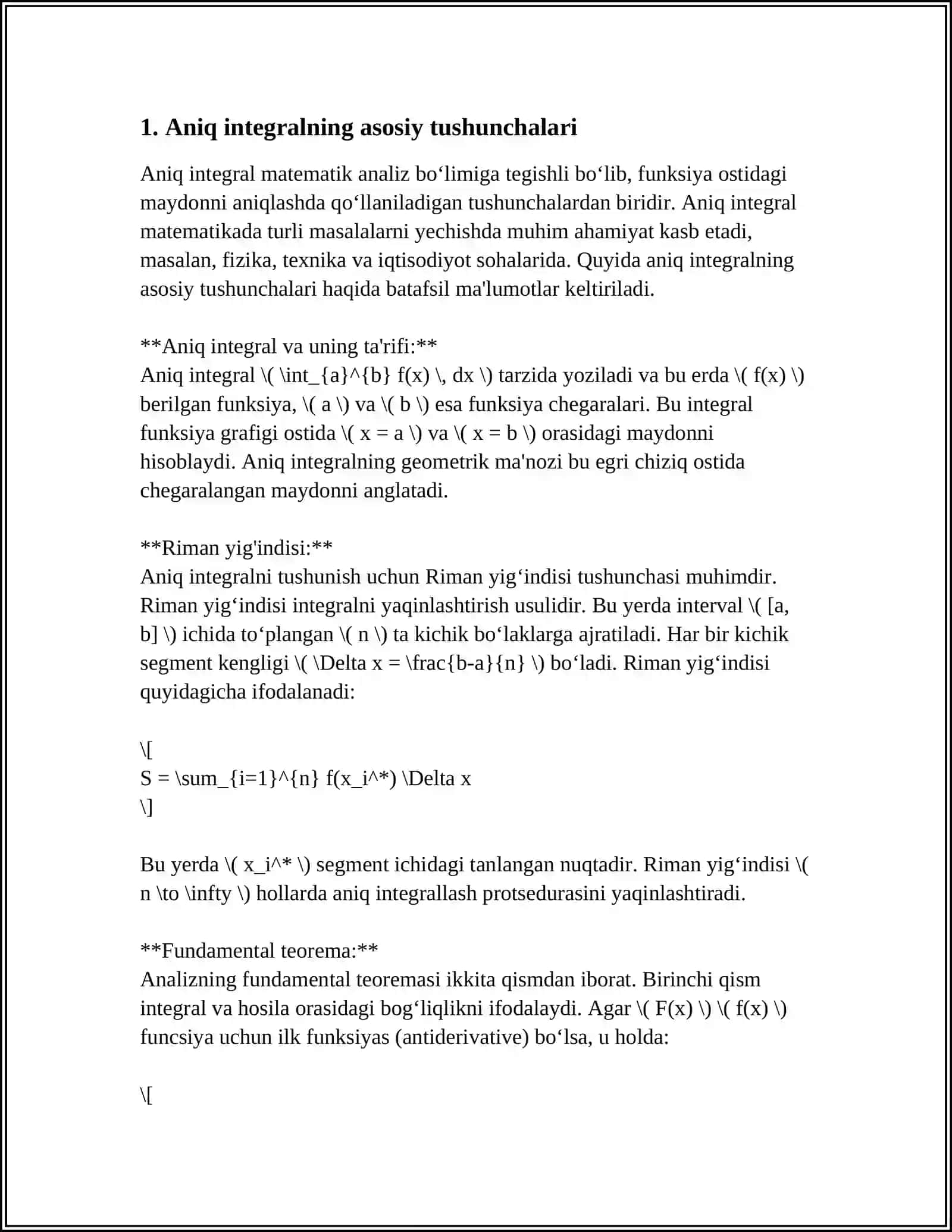 ANIQ INTEGRAL VA UNING XOSSALARI 3