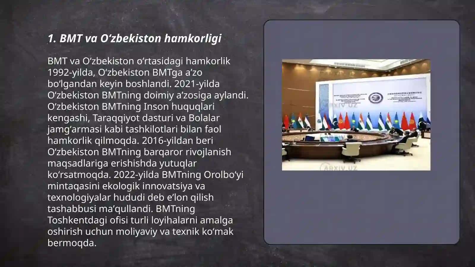 Oʻzbekistonnning xalqaro tashkilotlar bilan hamkorlik aloqalari 3