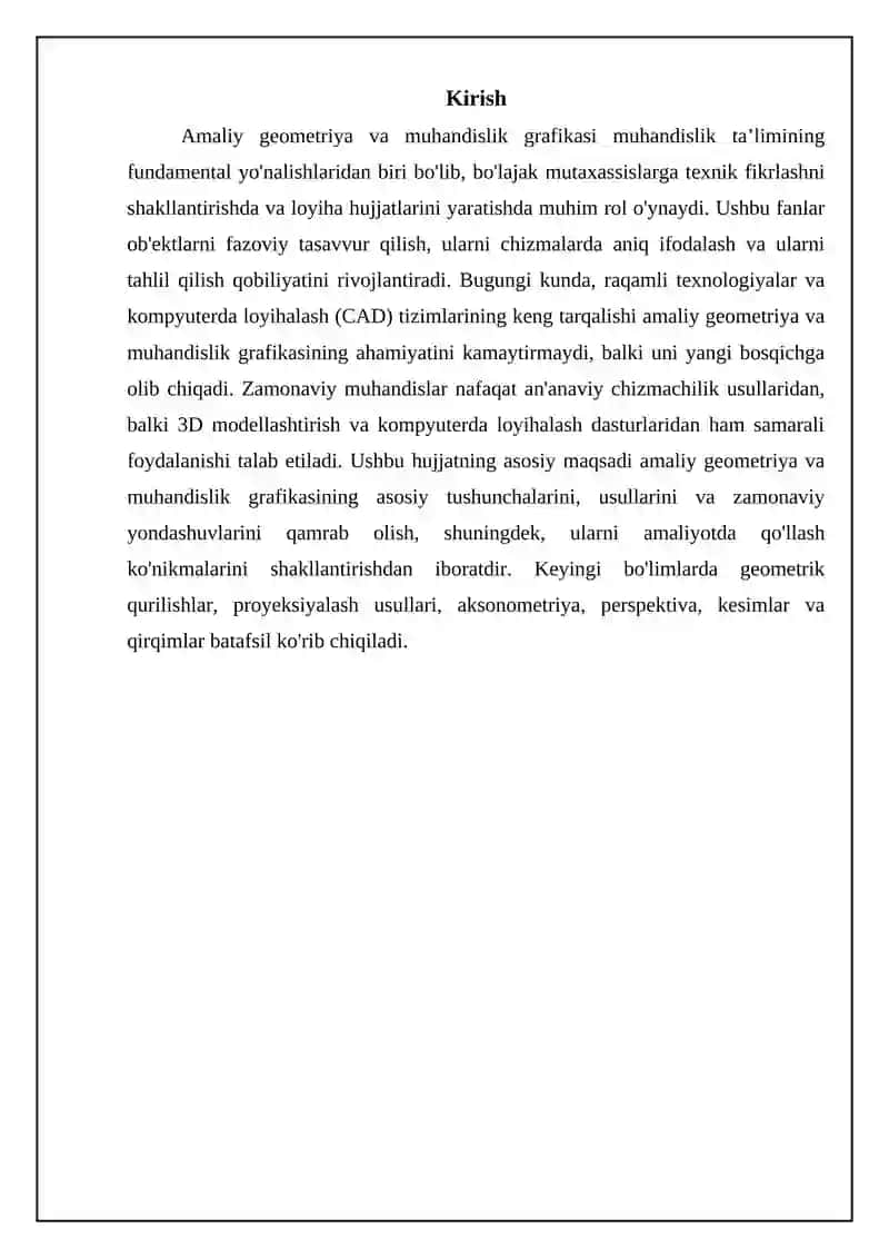 "Amaliy geometriya va muhandislik grafikasi" 3