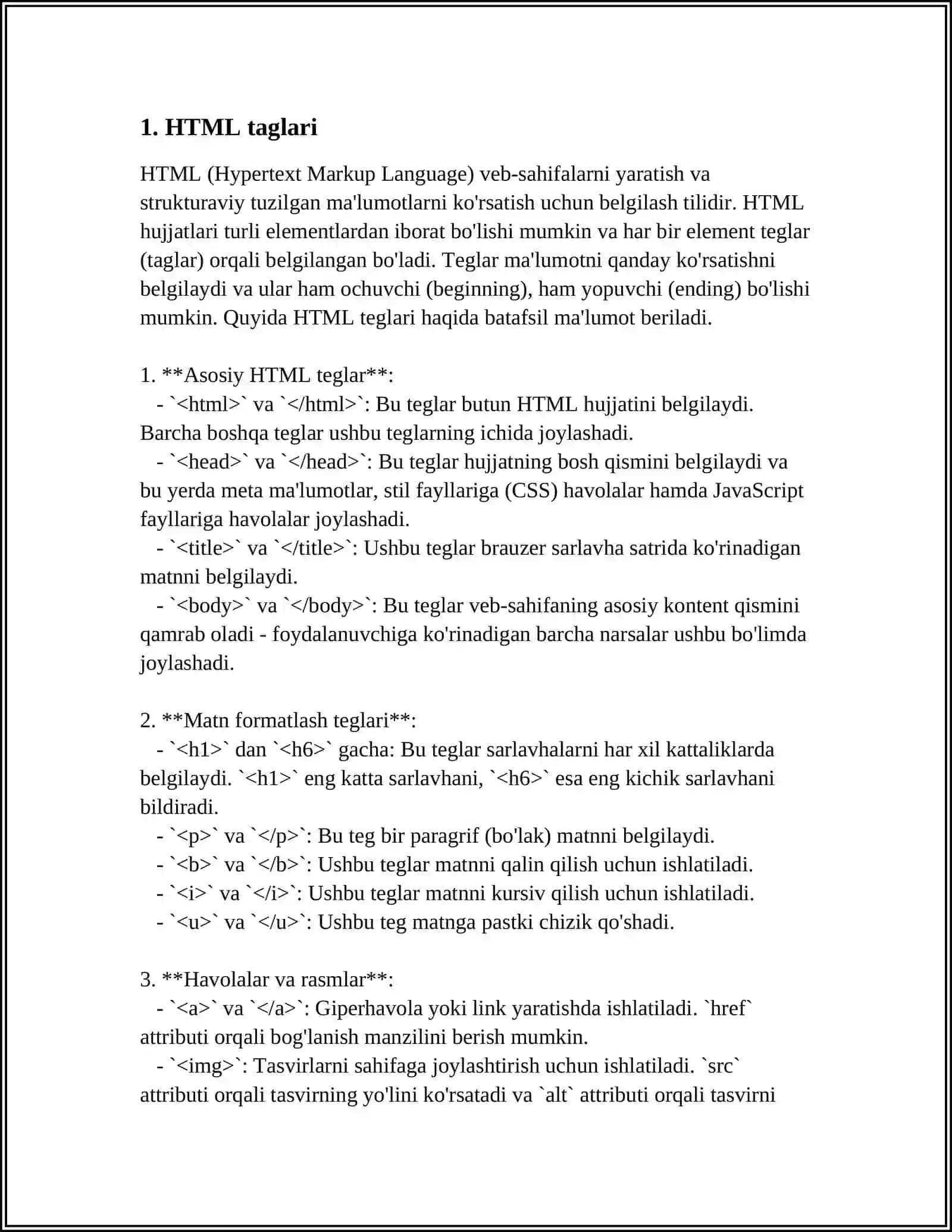 HTML TILIGA KIRISH 3