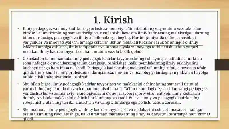 Ilmiy Pedagogik Vailmiy Kadrlar Tayyorlash va Malakasini Oshirish 3