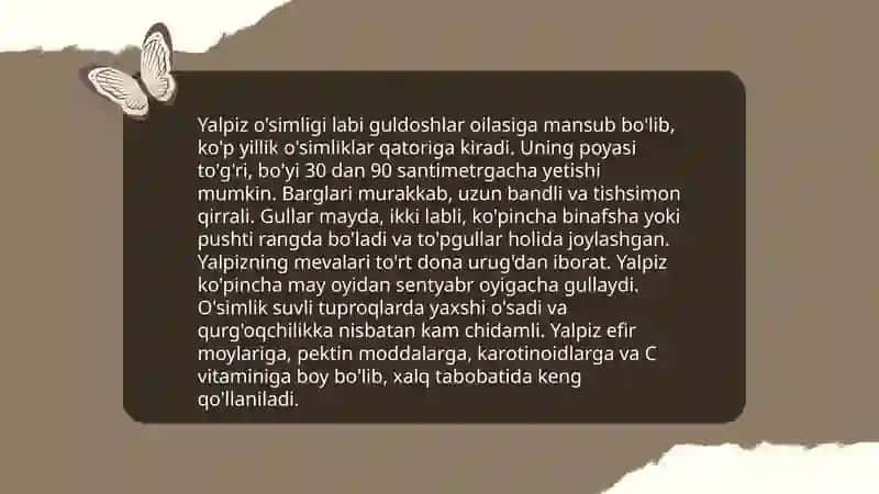 Yalpiz o'simligining changlanishi va gullashi 3