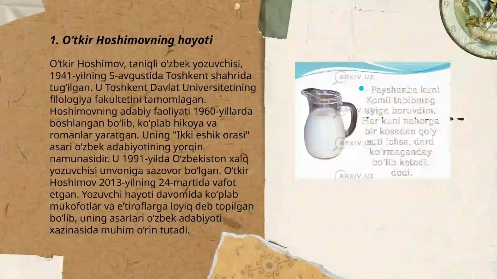 Oʻtkir Hoshimovning Urushning so‘nggi qurboni asari slayd 3