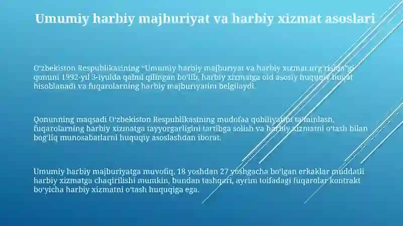 Umumiy harbiy majburiyat va harbiy xizmat asoslari 3