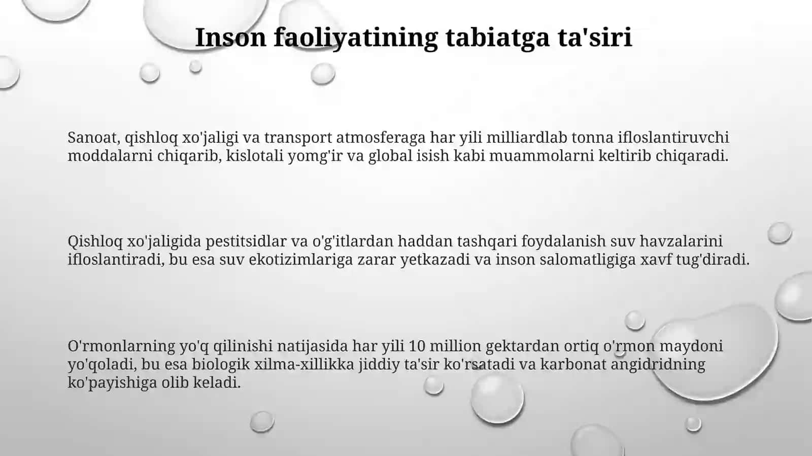 Inson faoliyatining tabiatga ta'siri va tabiatning javobi 3