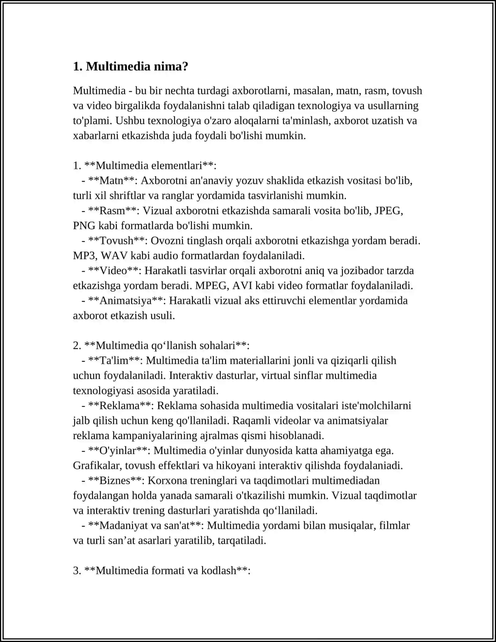 MULTIMEDIA VA UNI ZAMONAVIY QO'LLAB-QUVVATLASH. POWER POINT DASTURINING ASOSIY ELEMENTLARI. TAQDIMOT BOSHQARISH. ANIMATSIYA EFFEKTLARI 3