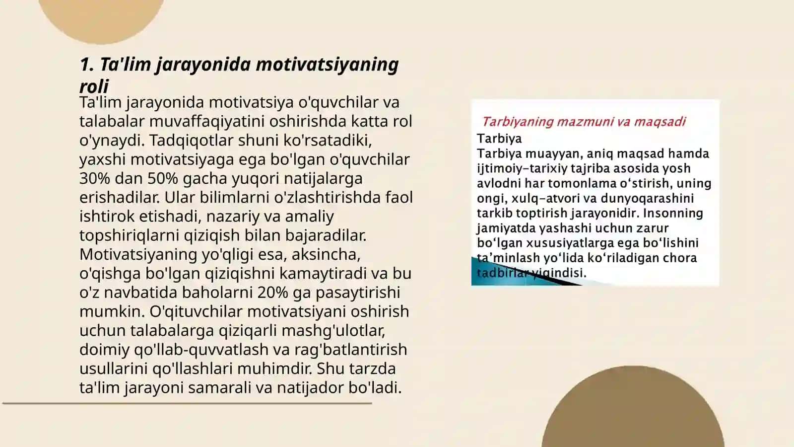 Tarbiya metodlari va vositalarning pisixologik mazmuni 3
