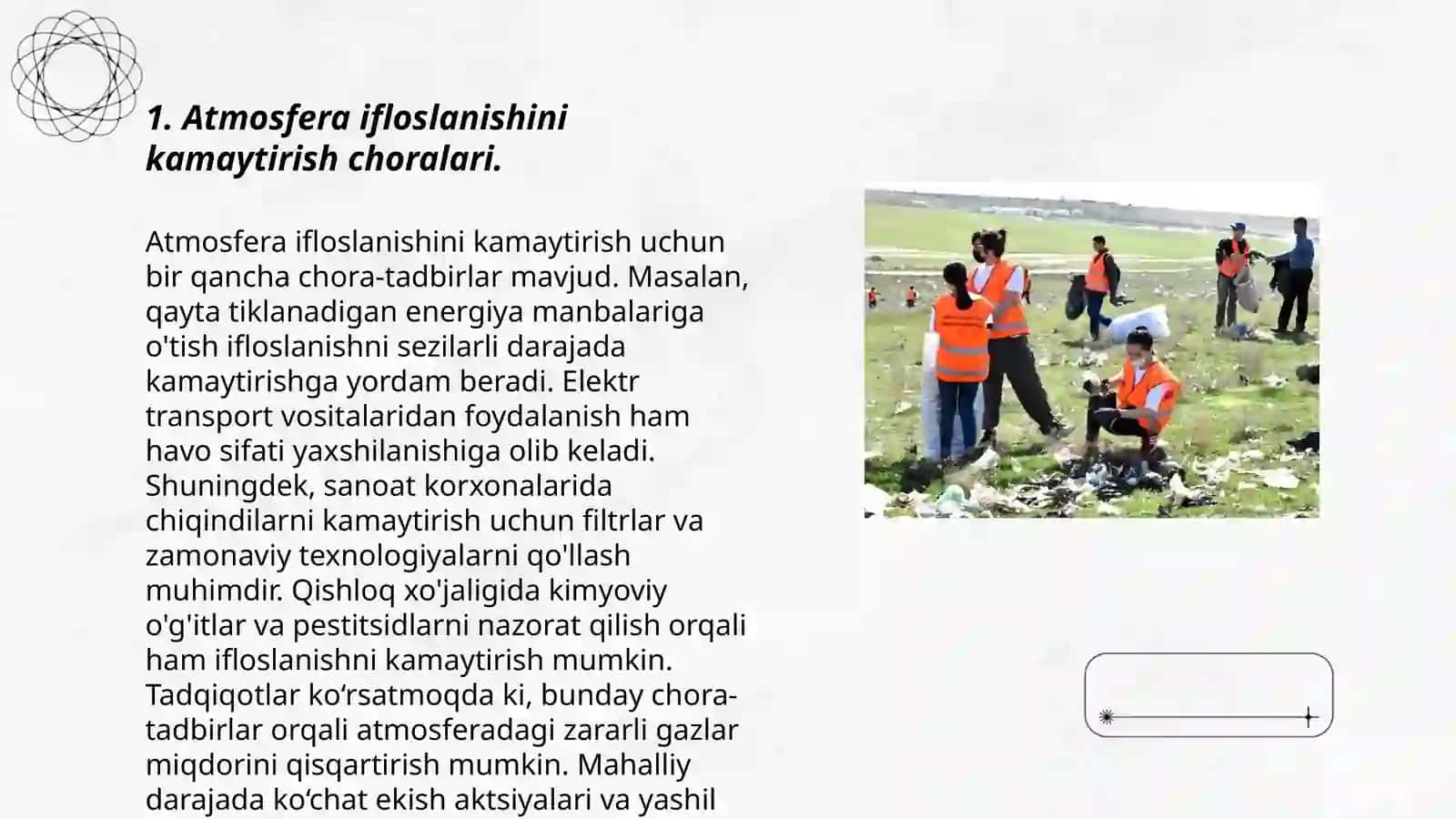 Respublikamizda ekologiya va atrof-muhtni muhofaza qilish sohasidagi ishlar 3