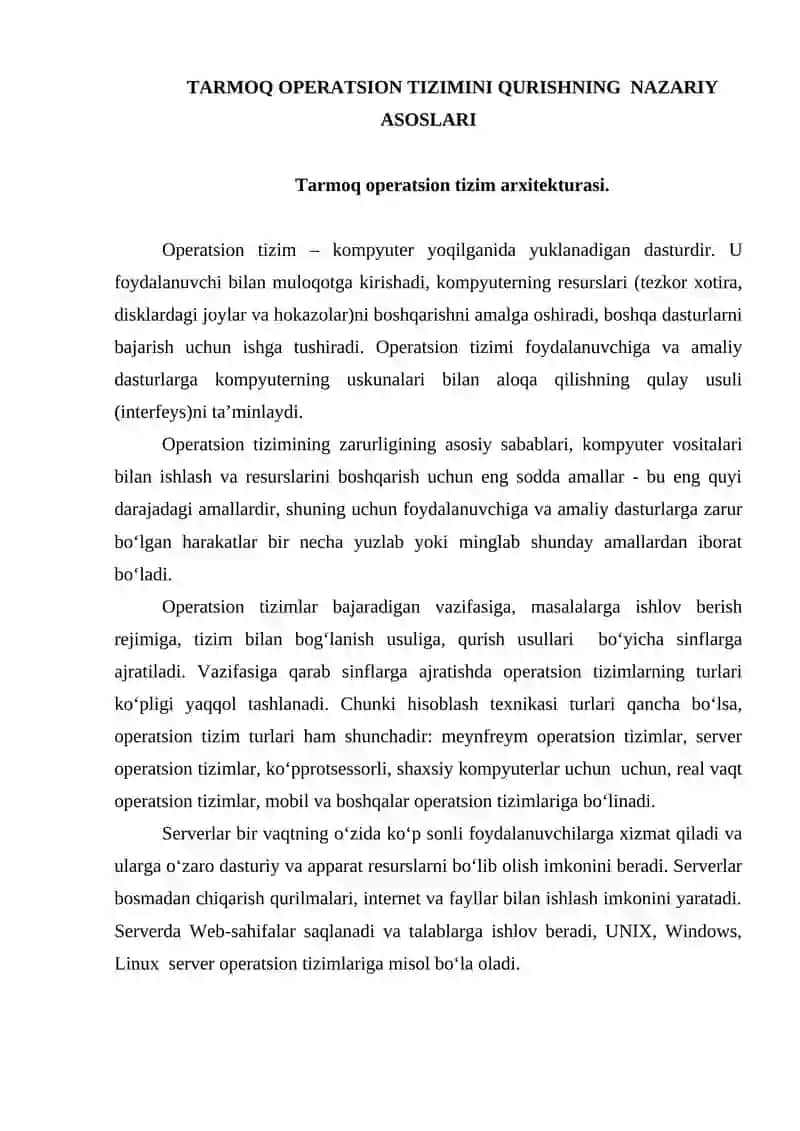 Tarmoq operatsion tizimlari 3