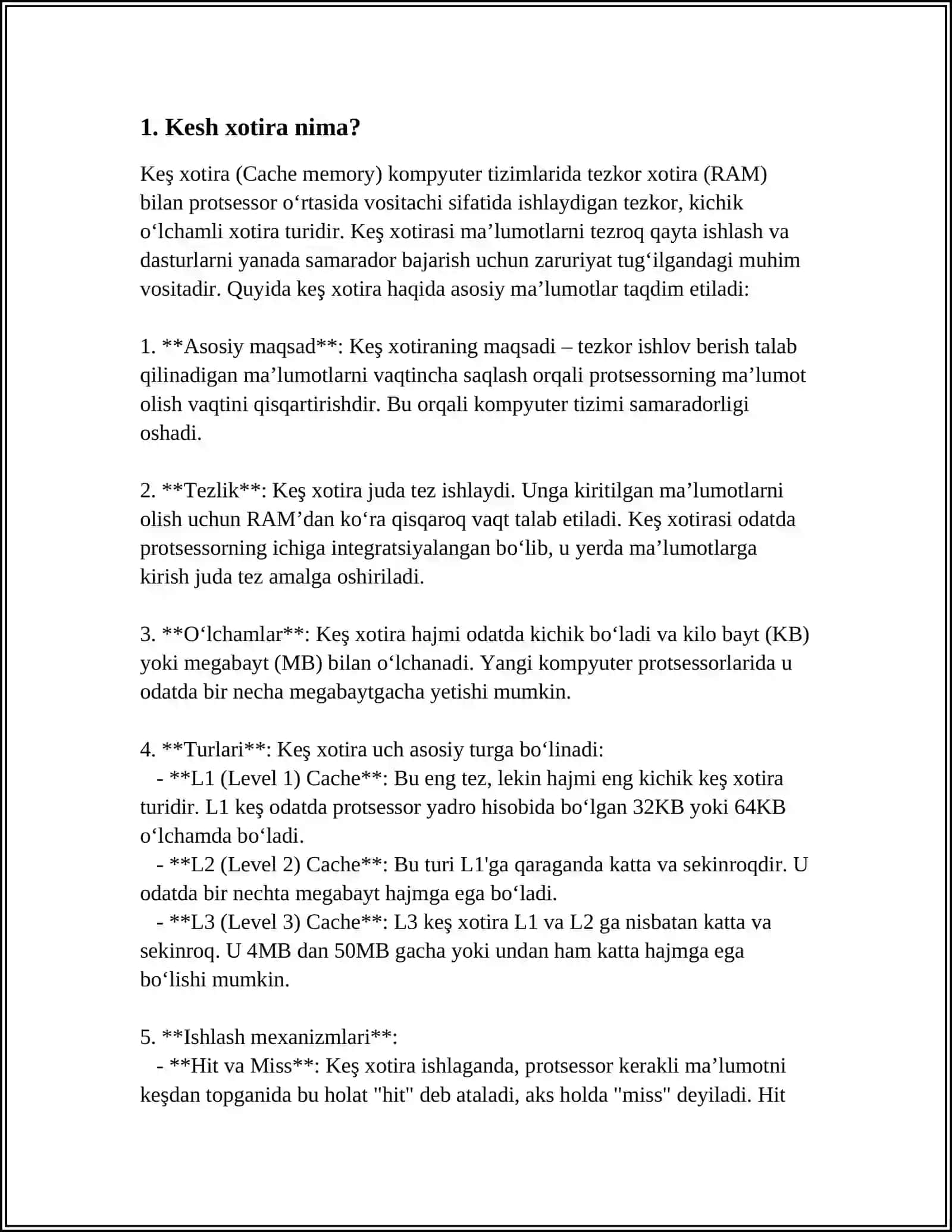 Keş xotira (Cache memory) 3