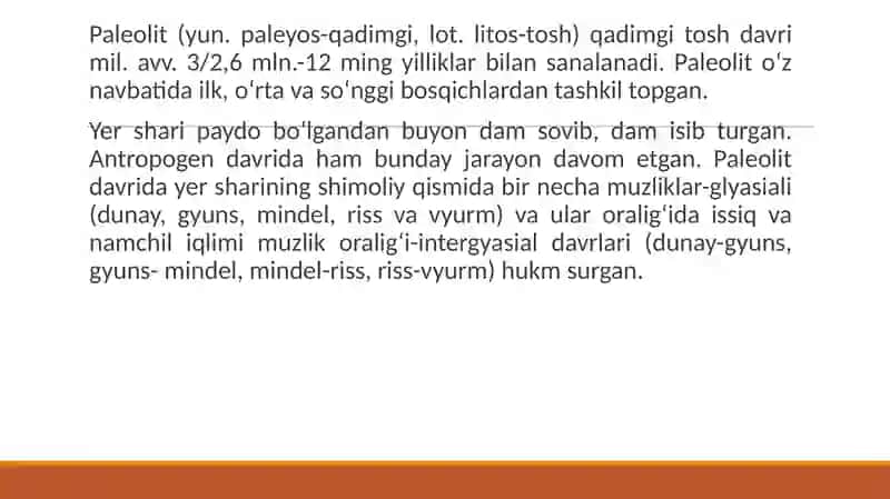 Paleolit davri va uning o‘rganilishi 3