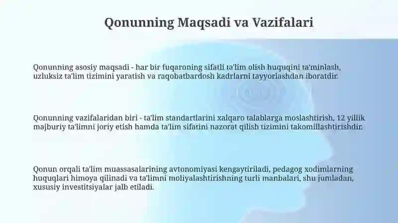 Oʻzbekiston Respublikasi Talim toʻgʻrisidagi qonun 3
